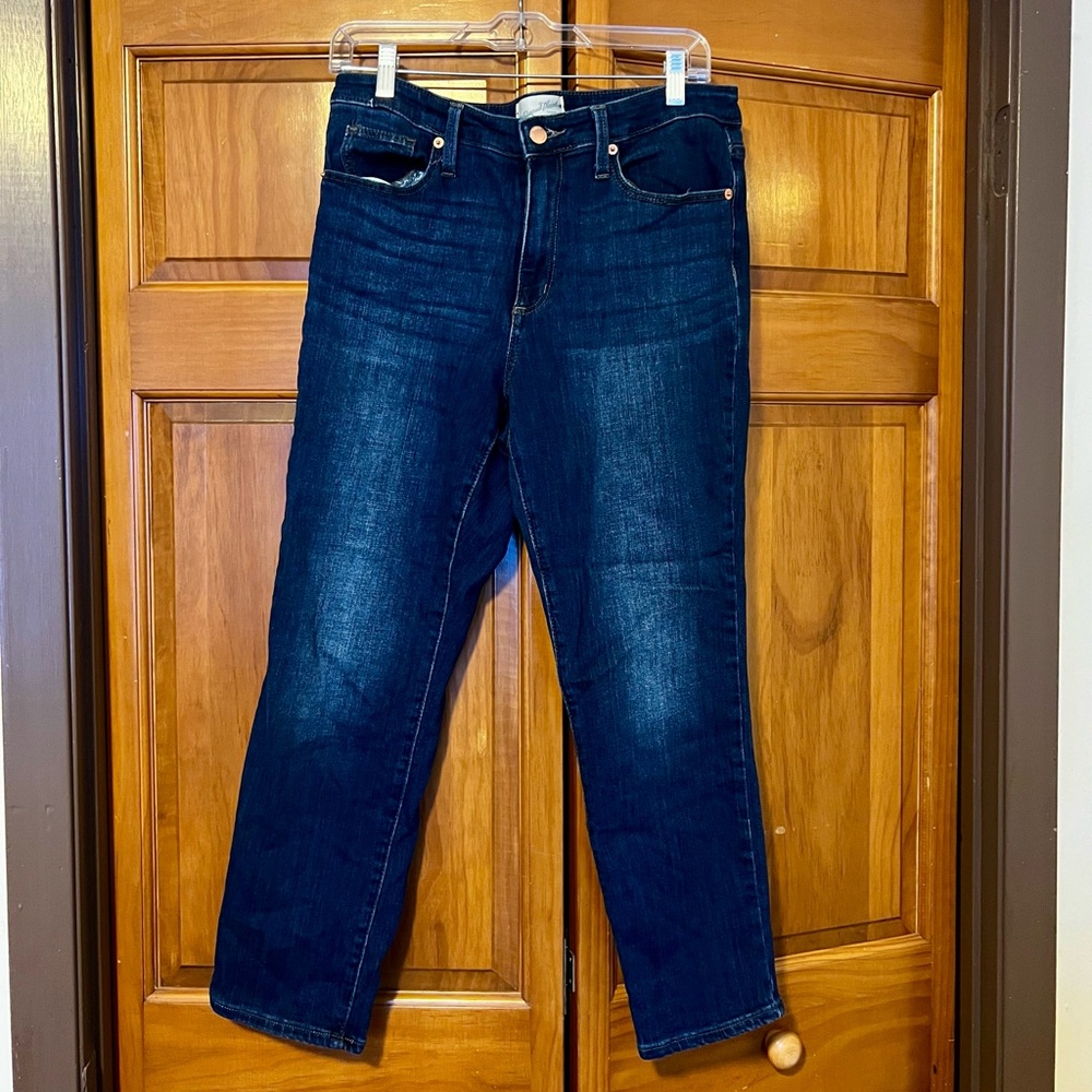 Universal Thread High Rise Slim Straight Denim Jeans, Dark Wash, Size 10 Short